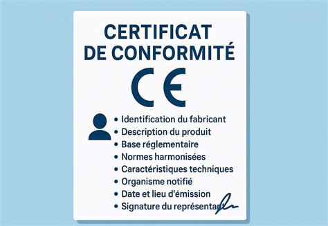 Illustration d'un Certificat de Conformité Européen (COC)