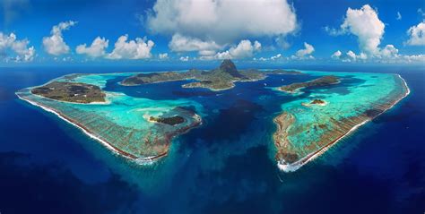 Vue aérienne du lagon de Rodrigues avec ses îlots