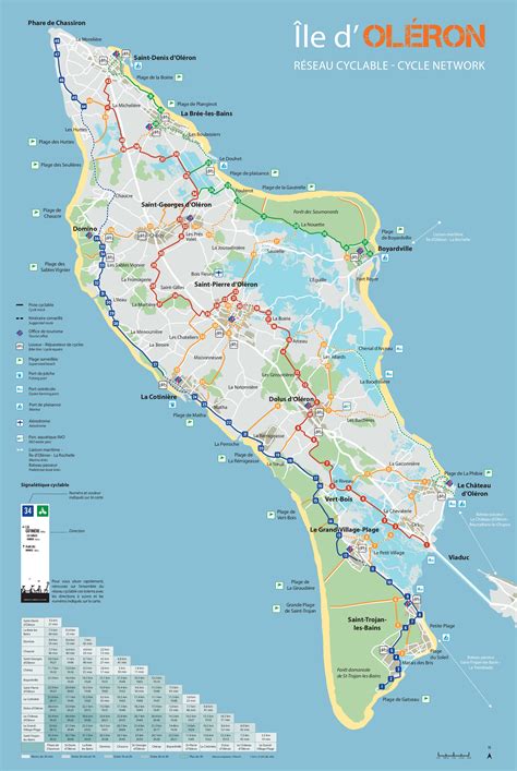 Carte générale du réseau cyclable de l'Île d'Oléron