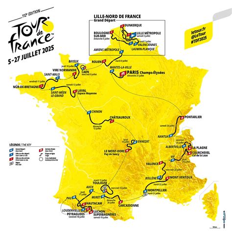 Carte des étapes du Tour de France 1966