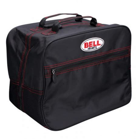 Schéma du sac à casque Bell montrant la poche zippée et la sangle d'attache
