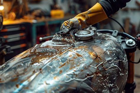Illustration de la corrosion interne d'un réservoir de moto