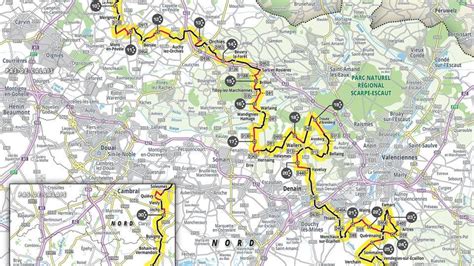 Carte des parcours cyclistes à travers les noyers et les collines
