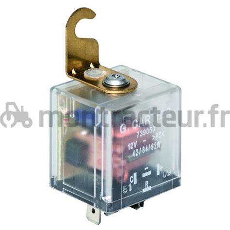 Vue rapprochée d'une centrale clignotante 12V avec ses connecteurs et le potentiomètre de réglage