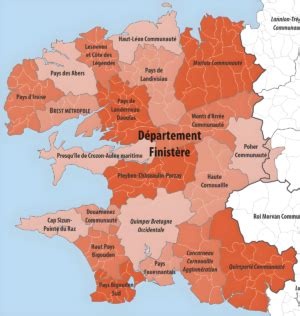 Carte du Finistère mettant en évidence les principaux sites VTT labellisés FFC