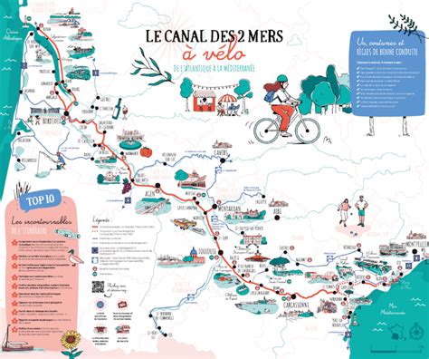 Carte générale du parcours du Canal des 2 Mers à Vélo