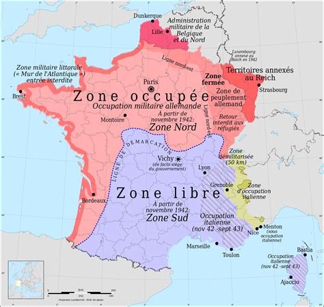 Carte de la France pendant la Seconde Guerre mondiale