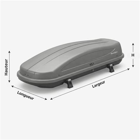 Schéma d'un coffre de quad avec ses dimensions et sa capacité de rangement