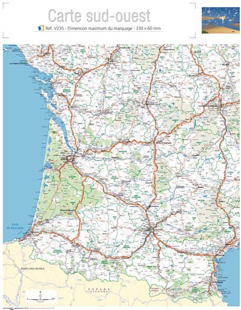 Carte du Sud-Ouest de la France avec des points d'intérêt pour le moto-tourisme et l'enduro
