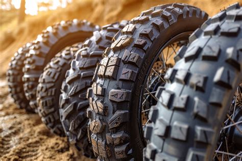 Gros plan sur une moto tout-terrain avec des pneus adaptés à l'enduro