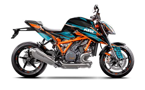 KTM 1290 Super Duke R bleu avec un design agressif et des phares LED distinctifs