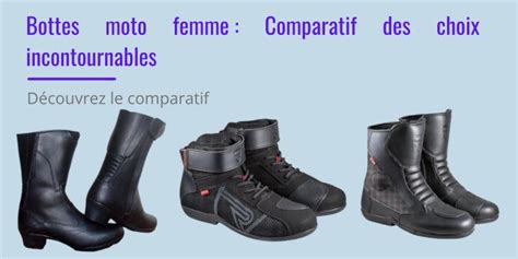 Schéma comparatif des caractéristiques des bottes moto (structure, boucles, semelle)