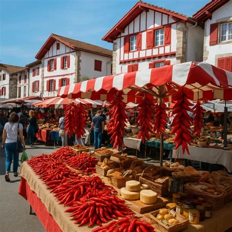Étals colorés d'un marché de producteurs avec fromages, mogettes et miel