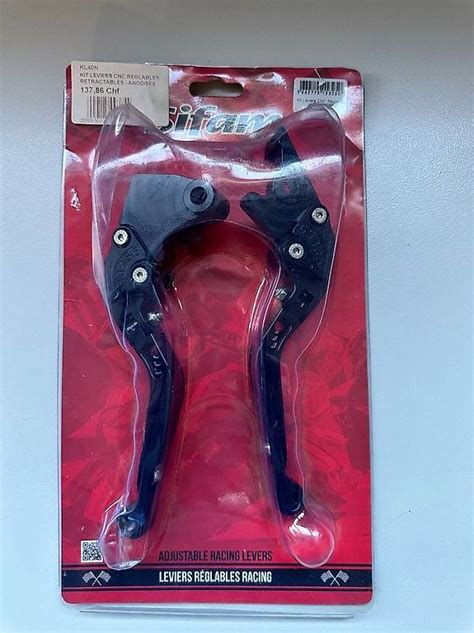 Ensemble de leviers de frein et d'embrayage anodisés noirs, avec molettes grises, pour moto