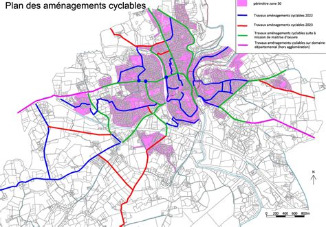 Schéma des connexions cyclables entre Belfort et Andelnans