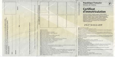 Schéma expliquant les informations présentes sur une carte grise de Solex