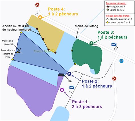 Plan d'accès aux postes de pêche