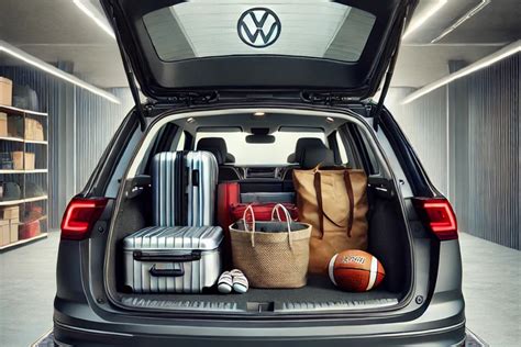 Infographie comparant la capacité du coffre du Tiguan avec et sans banquette rabattue.