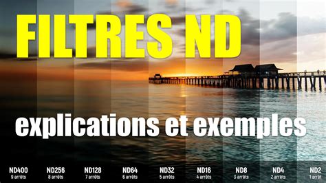 Tableau comparatif des densités de filtres ND et de leurs utilisations