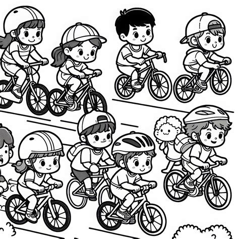 Enfants participant à une course cycliste pour enfants