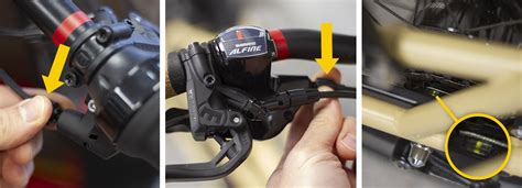 Gros plan sur les repères jaunes de réglage sur un moyeu Shimano Nexus, montrant leur alignement correct.