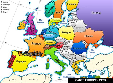 Carte de l'Europe indiquant les pays de livraison