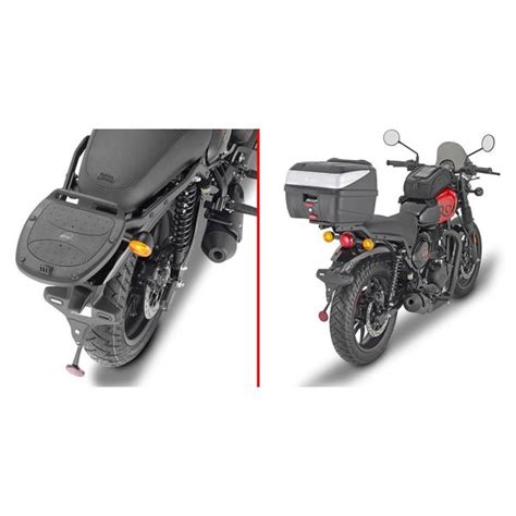 Photo du support top case Givi SR9056 monté sur une Royal Enfield Hunter 350