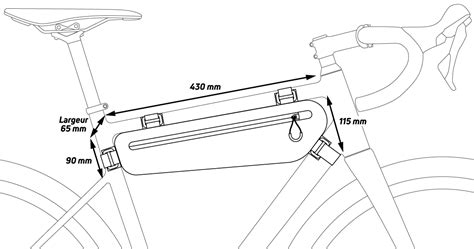 Schéma de la sacoche de cadre Btwin 500 avec indication des différents compartiments.