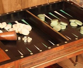 Reproduction d'un frontispice ancien d'un traité sur le jeu de Tric Trac.
