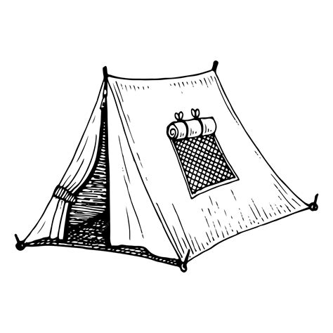 Illustration d'une tente de voyage autoportée avec deux absides.