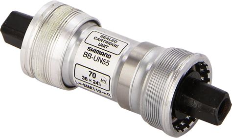 Illustration technique du boîtier de pédalier Shimano BB-UN55 avec ses dimensions et son type de filetage.