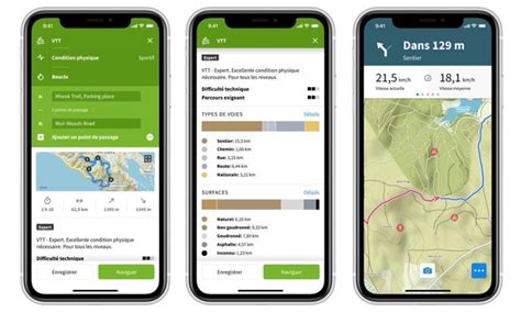Capture d'écran de l'application komoot affichant une carte d'itinéraire cyclable.