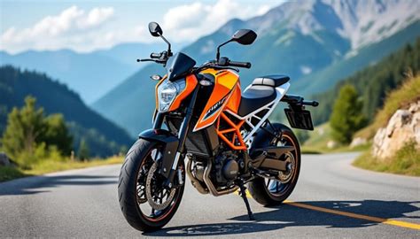 Photo dynamique de la KTM 125 Duke en milieu urbain.