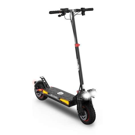 Schéma technique de la trottinette UrbanGlide Ecross Pro Boost avec la localisation des deux moteurs et des suspensions.