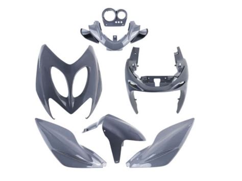 Schéma des 7 pièces composant le kit carénage pour MBK Nitro et Yamaha Aerox