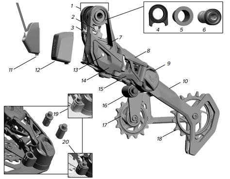 Vue détaillée de la transmission SRAM X01 Eagle 12 vitesses.