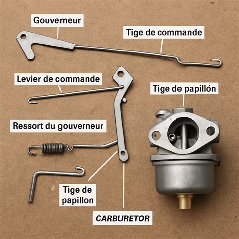 Photos illustrant les différentes étapes du démontage et du nettoyage des pièces du carburateur