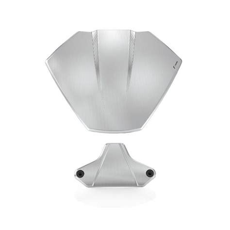 Photo d'un saute-vent Rizoma en aluminium brossé, montrant sa finition de haute qualité