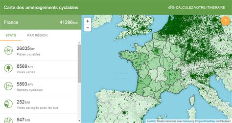 Illustration de l'interface Geovelo avec une carte des pistes cyclables