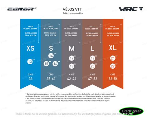 Infographie présentant les différentes tailles et géométries du vélo Chase Element