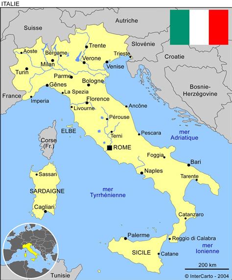 Carte de l'Italie avec le logo Vespa