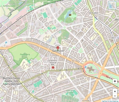 Carte de Bruxelles indiquant le parc Élisabeth et Ganshoren