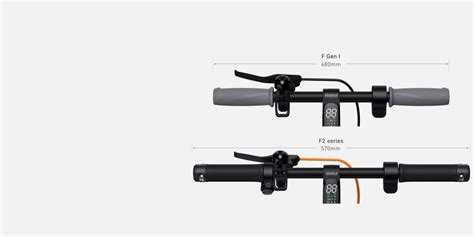 Schéma comparant le guidon de la Ninebot F2 Plus avec des modèles précédents
