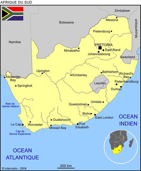 Carte de l'Afrique du Sud mettant en évidence la nouvelle zone de distribution d'Orbea