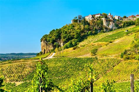 Vue panoramique de Mellecey avec des vignobles en arrière-plan.