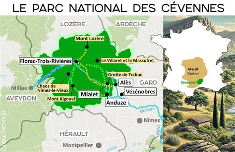 Carte des sentiers VTT FFC dans les Cévennes d'Ardèche