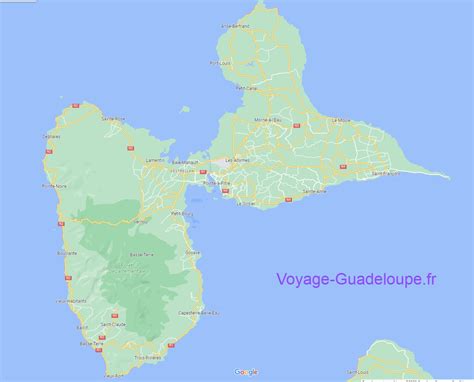 Carte de la Guadeloupe avec le tracé du Tour de Guadeloupe