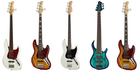 Collection de basses électriques Marcus Miller pour gauchers dans différentes finitions.