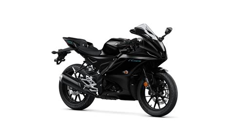 Vue latérale de la Yamaha YZF-R125 en coloris Tech Black, mettant en avant son carénage sportif