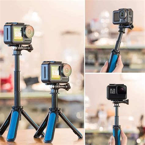 Infographie montrant les différentes longueurs et extensions des perches GoPro